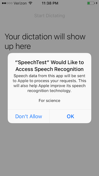 Permissions prompt