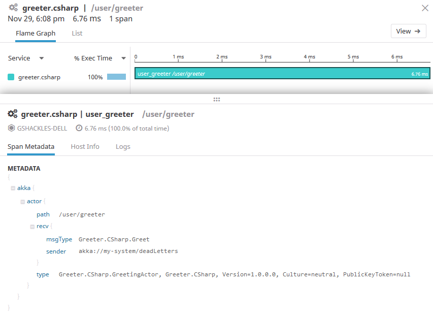 Initial APM trace